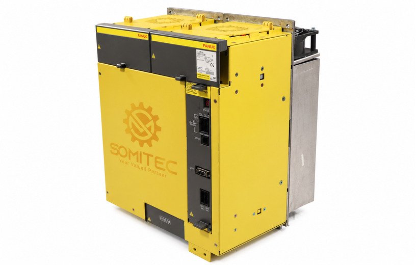 Bo nguồn FANUC A06B-6110-H055 PSM-55i nền trắng, logo SOMITEC vàng