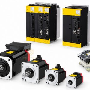 Hình minh họa line-up servo motor FANUC αi-D có logo SOMITEC vàng